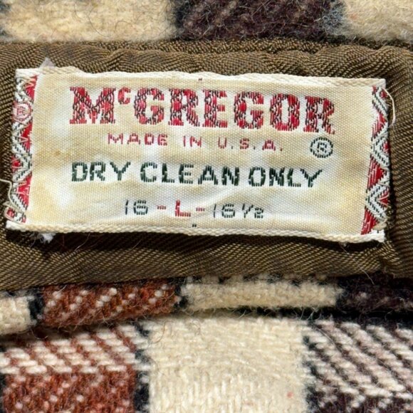 Vintage 60s McGregor Heavy Wool Plaid Shirt Jacket Made In USA Size L - Picture 5 of 10